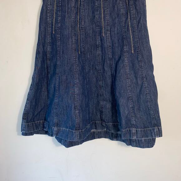 Y2K Denim Flared Midi Skirt SZ 20W Western Farm Vtg Modest Cottagcore Boho - Picture 6 of 7